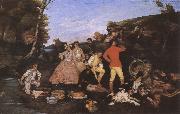 Gustave Courbet Hunter-s picnic oil painting